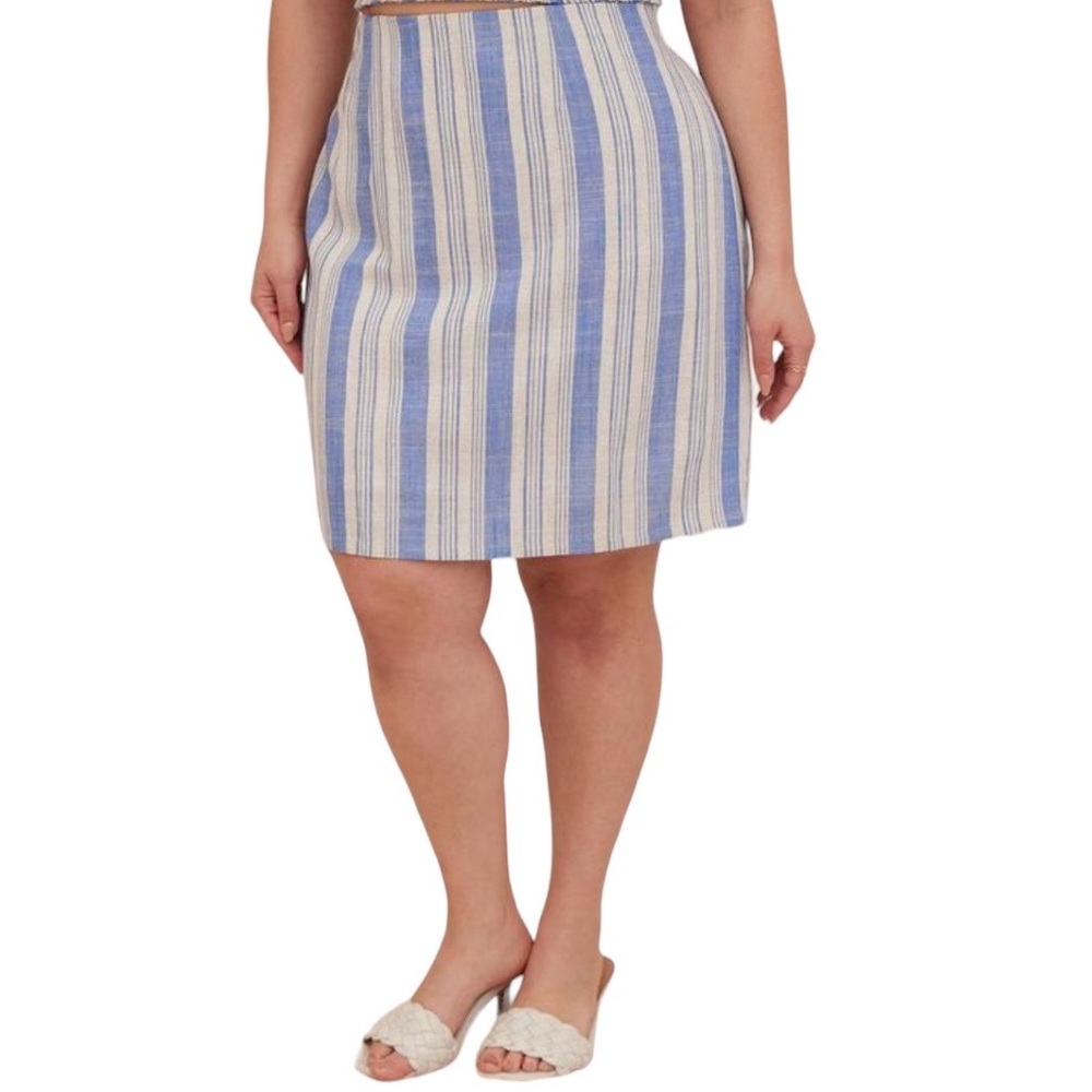 Torrid Mini Linen High Waisted Skirt Striped